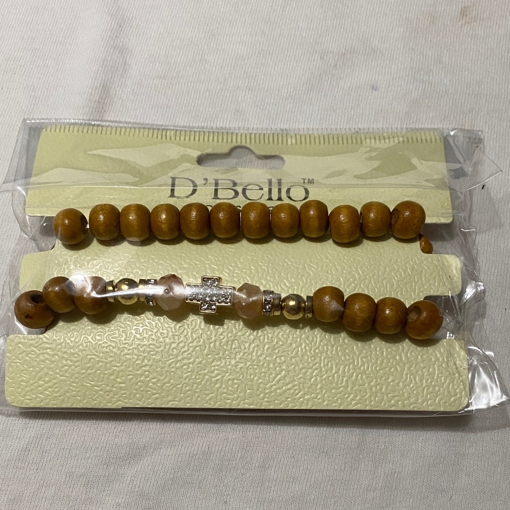 Gold and Brown Beaded Bracelet Set